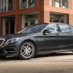 Image of the Mercedes S class in the city and this is one of the cars we use for our services
