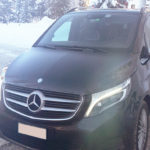 Photo of our Mercedes Benz V-Class in the mountains with snow