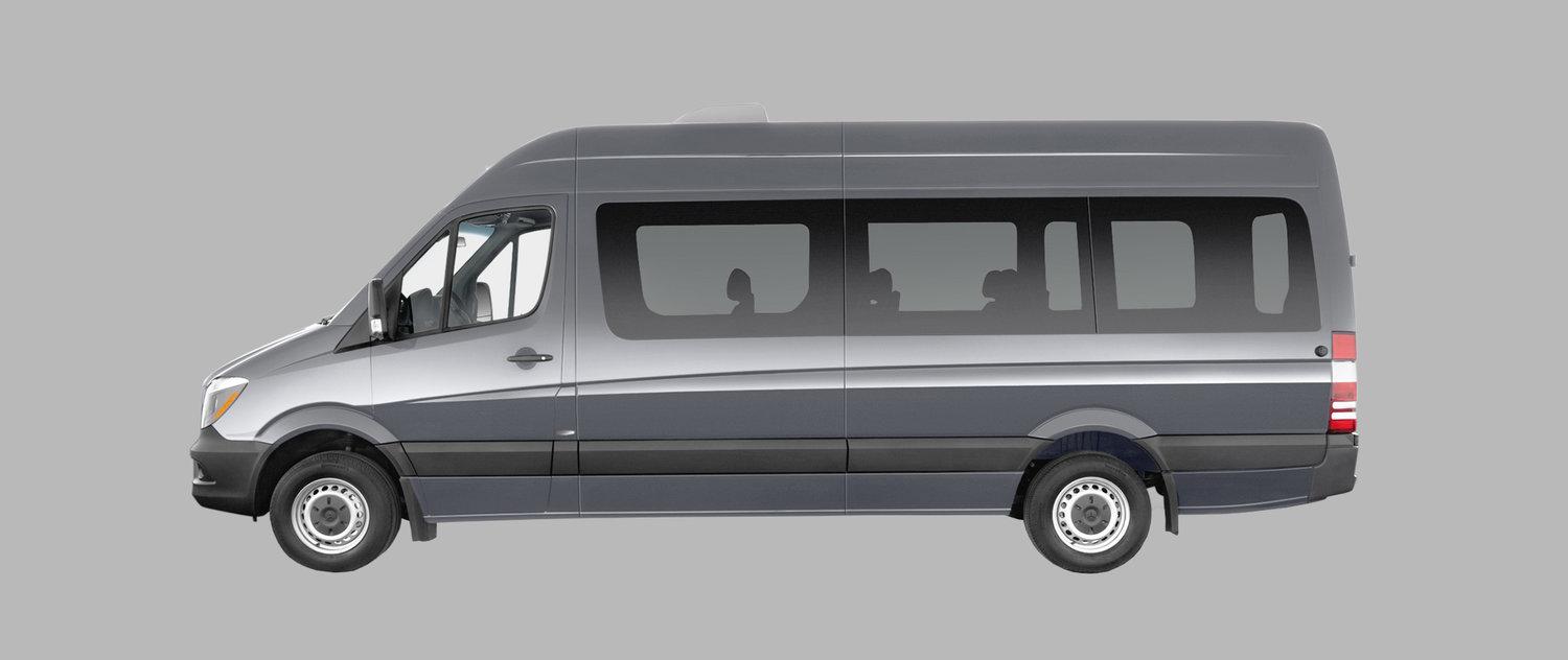 Image of the Mercedes Sprinter Transfer 33, one of the cars we use for our services