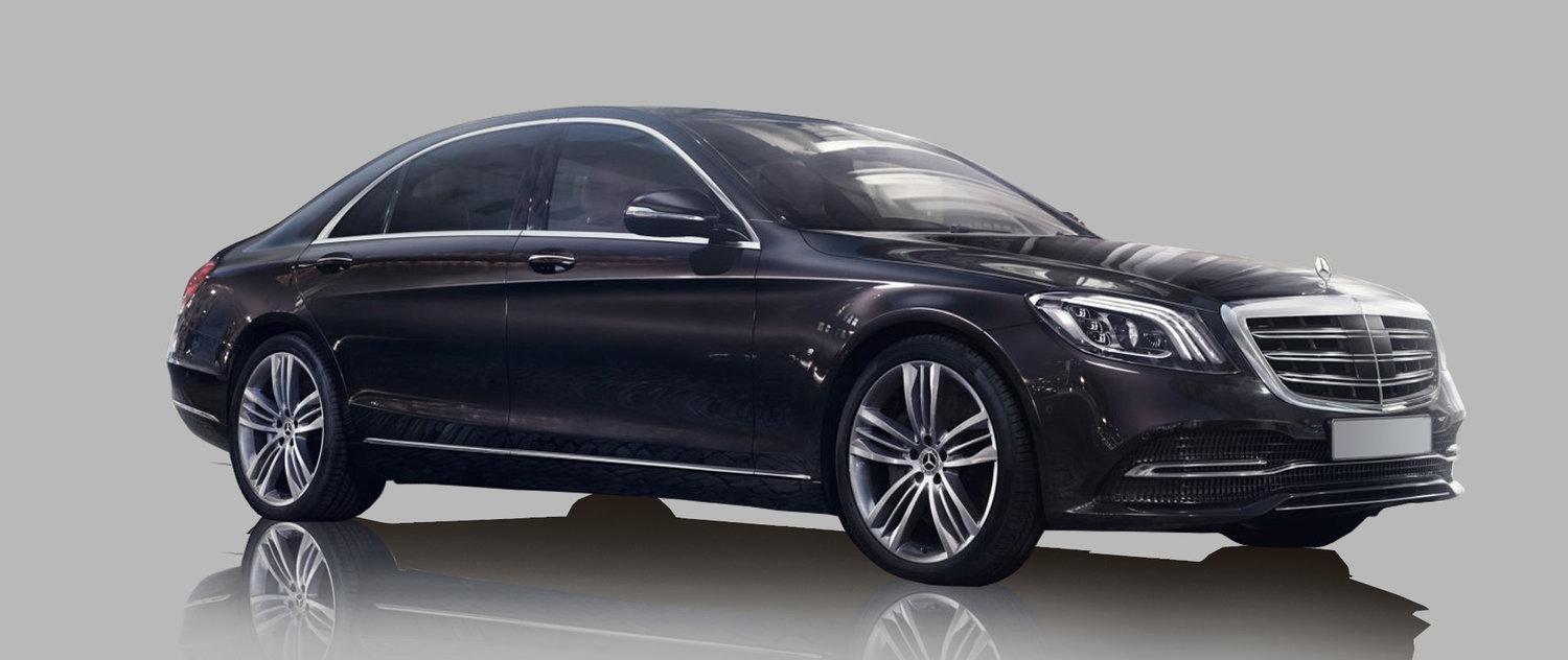 Side view photo of the Mercedes S class that we use for our services